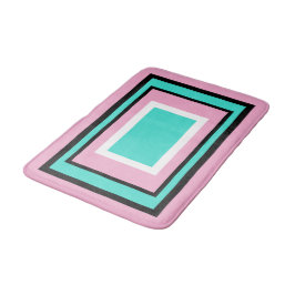 Turquoise White Pink Black Geometric Badematte