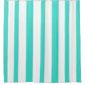 Turquoise White Summer Stripes Duschvorhang (Vorderseite)