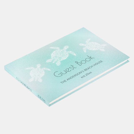 Turquoise White Turtles Gästebuch (Ecke)