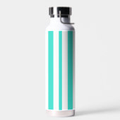 Turquoise White Vertical Cabana Stripes Trinkflasche (Links)