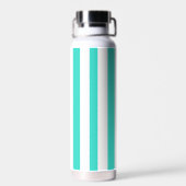 Turquoise White Vertical Cabana Stripes Trinkflasche (Rückseite)
