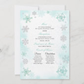 Turquoise Winter Wonderland Snowflake Quinceanera Einladung (Rückseite)