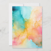 Turquoise, Yellow and Pink Floral Wedding Einladung (Rückseite)