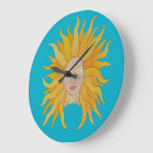 Turquoise yellow gold sun inspired große wanduhr (Winkel)