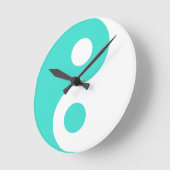 Turquoise Yin Yang Symbol Runde Wanduhr (Winkel)