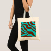 Turquoise Zebra Print Totbeutel Tragetasche (Vorderseite (Produkt))