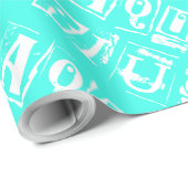 Turquoise Zodiac Star Sign Typografie Aquarius Geschenkpapier (Rolleneckpunkt)