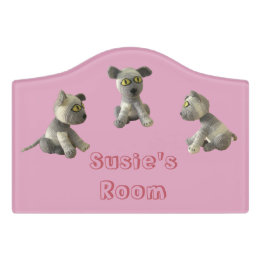 Türschild - Füllung Kitten Toys und Name in Rosa