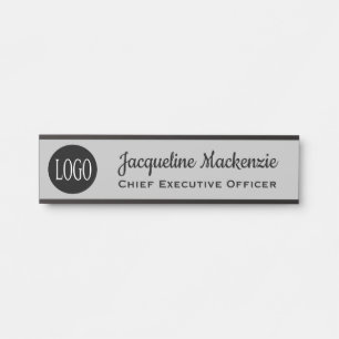 Türschild für Büro mit Logonamensschild Grau