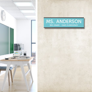 Türschild für das Klassenzimmer in Türkis