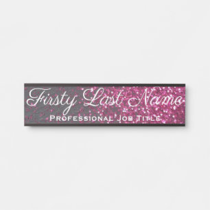 Türschild mit rosa Glitter für Büro oder Namen