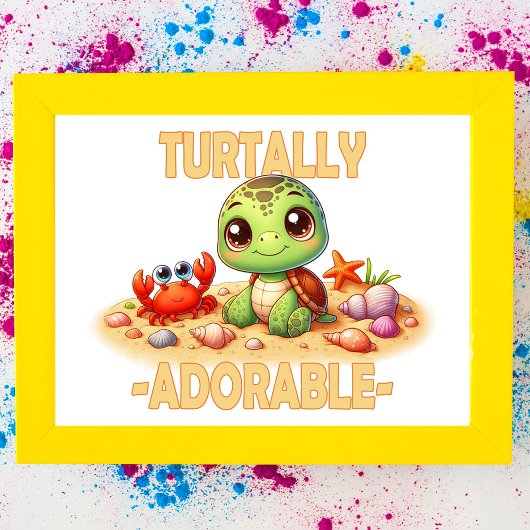 Turtally Adorable fun pudeln Niedlich Turtle Carto Fotodruck