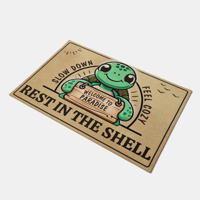 Turtelparadies - Die sonnige Tür für eine gemütlic Fußmatte (Schrägansicht)