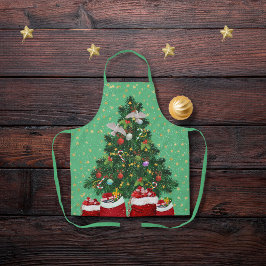 Turteltauben im Weihnachtsgrün Schürze