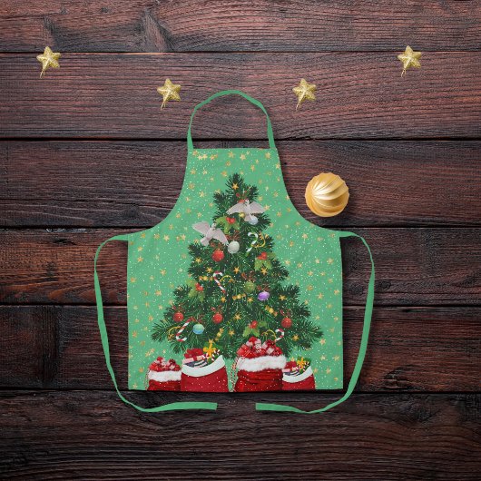 Turteltauben im Weihnachtsgrün Schürze