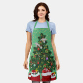 Turteltauben im Weihnachtsgrün Schürze (Getragen)