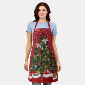 Turteltauben in der Weihnachtsuntergrund Rote Schü Schürze (Getragen)