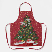 Turteltauben in der Weihnachtsuntergrund Rote Schü Schürze (Vorderseite)