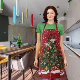 Turteltauben in der Weihnachtsuntergrund Rote Schü Schürze