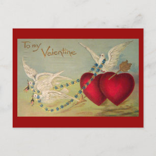 Turteltauben und Herzen Vintage Valentinstag-Postk Feiertagspostkarte