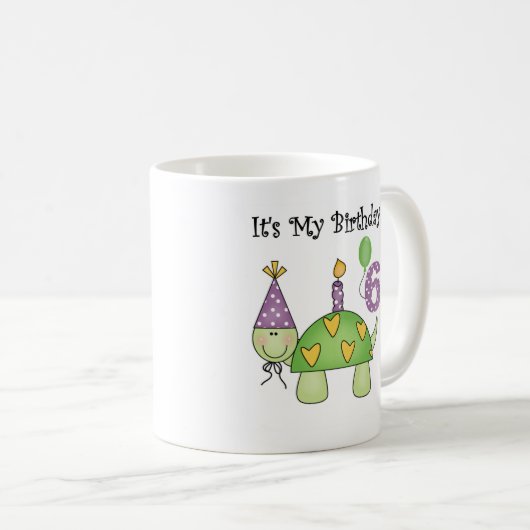 Turtle 6th Birthday Kaffeetasse (VorderseiteRechts)
