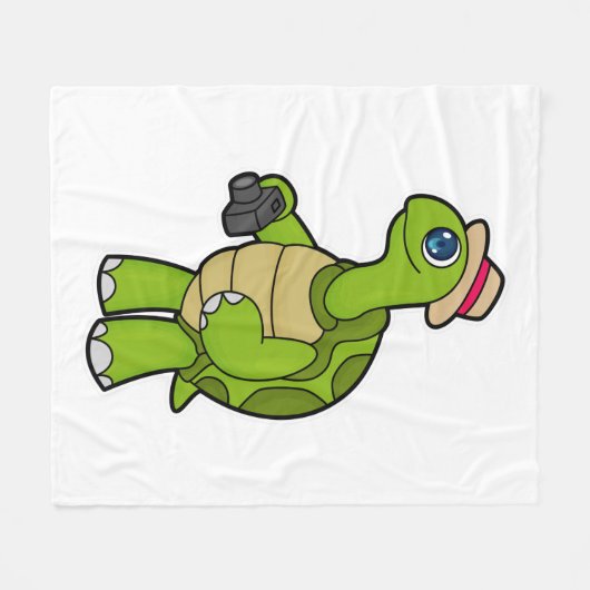 Turtle als Fotograf mit Kamera Fleecedecke (Vorderseite (Horizontal))