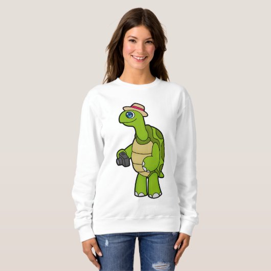 Turtle als Fotograf mit Kamera Sweatshirt (Vorne ganz)