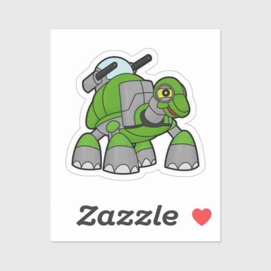 Turtle als Roboter mit Cannons Aufkleber (Blatt)