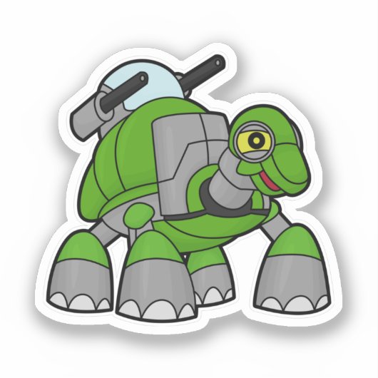 Turtle als Roboter mit Cannons Aufkleber (Vorderseite)