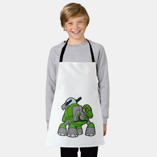 Turtle als Roboter mit Cannons Schürze (Getragen)