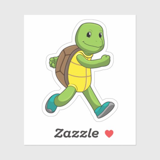 Turtle als Runner beim Laufen Aufkleber (Blatt)