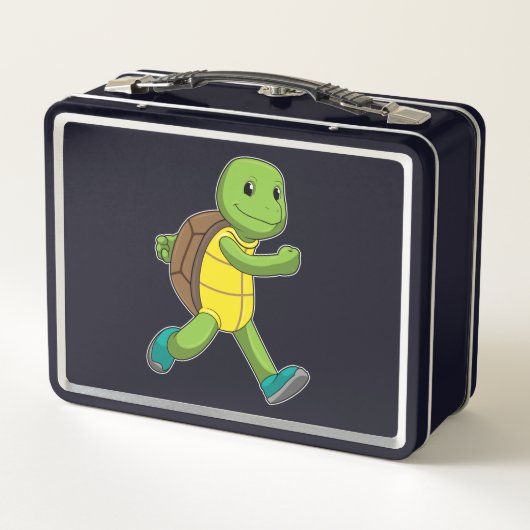 Turtle als Runner beim Laufen Metall Brotdose (Rückseite)