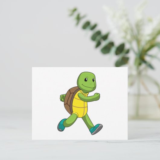Turtle als Runner beim Laufen Postkarte (Stehend Vorderseite)