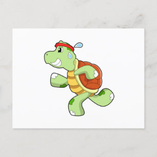 Turtle als Runner Postkarte