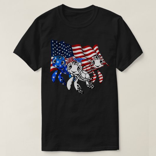 Turtle American Flag Three Turtles Lover Gift Xma T-Shirt (Design vorne)