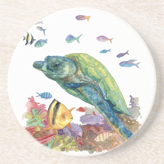 Turtle and fishes in the sea getränkeuntersetzer (Vorne)