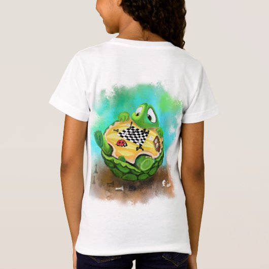 Turtle and Ladybug Playing Schach - Spaß T-Shirt (Rückseite)