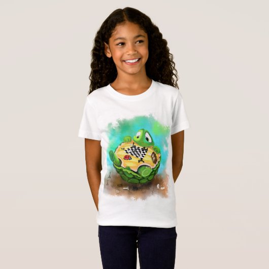 Turtle and Ladybug Playing Schach - Spaß T-Shirt (Vorne ganz)