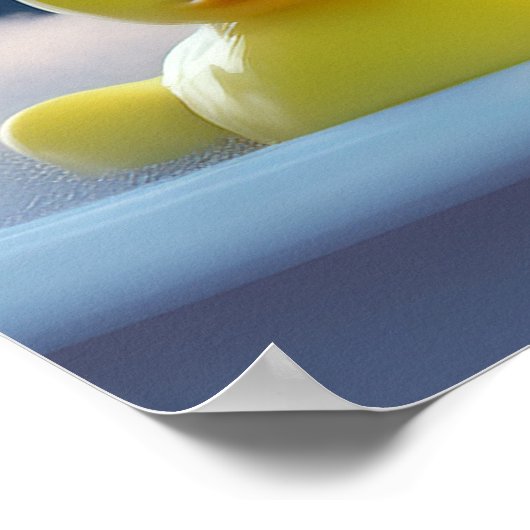 Turtle and Rubber Duck in the Bath Custom Text Poster (Ecke)