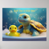 Turtle and Rubber Duck in the Bath Custom Text Poster (Vorne)