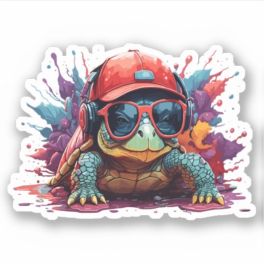 turtle animal art I cool cute turtle Aufkleber (Vorderseite)