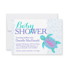 Turtle Art Baby Dusche Aqua lila Einladungen