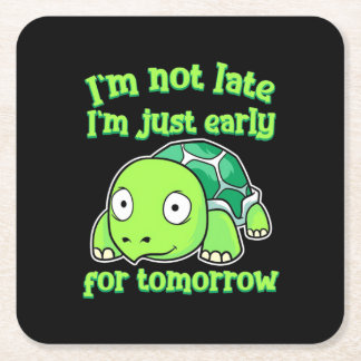 Turtle Art I Am Not Late Rechteckiger Pappuntersetzer