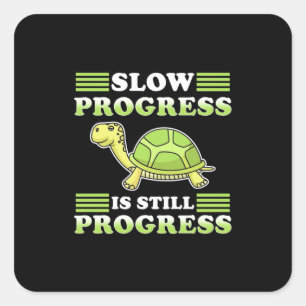 Turtle Art Slow Progress Quadratischer Aufkleber