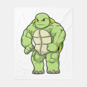 Turtle as Bodybuilder with Six pack Fleecedecke (Vorderseite)