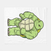 Turtle as Bodybuilder with Six pack Fleecedecke (Vorderseite (Horizontal))