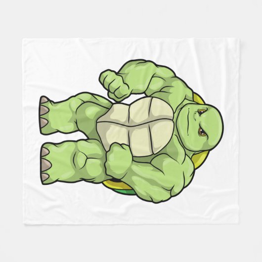 Turtle as Bodybuilder with Six pack Fleecedecke (Vorderseite (Horizontal))
