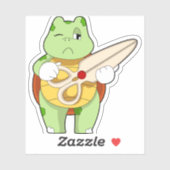 Turtle As Hairdresser With Scissors Aufkleber (Blatt)