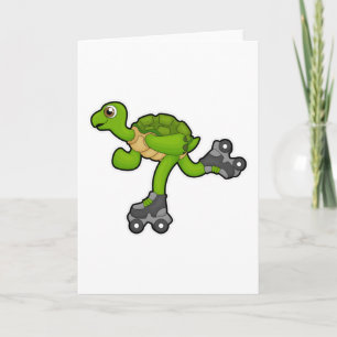 Turtle as Skater with Roller skates Karte