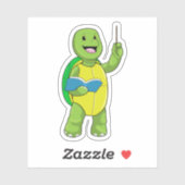 Turtle as Teacher with Book & Pointer Aufkleber (Blatt)